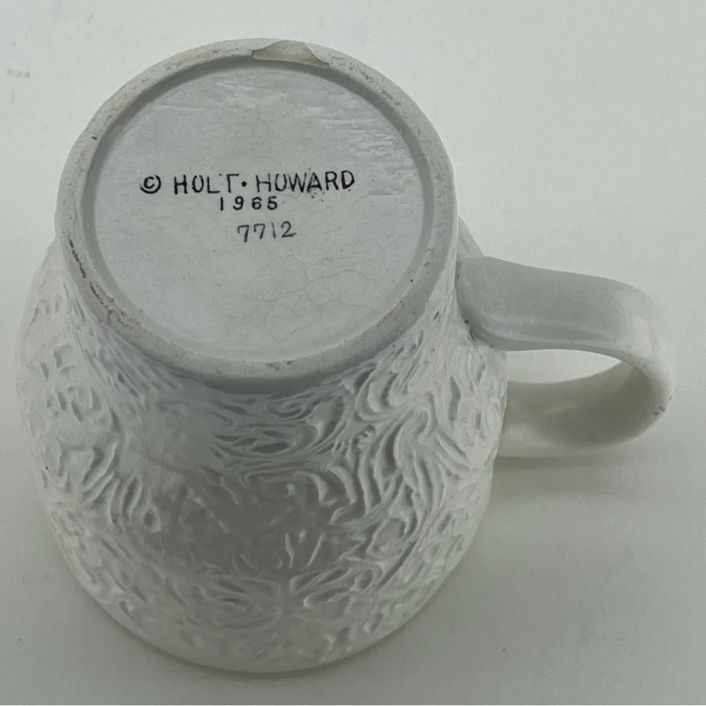 Vintage Holt Howard 1965 Mugs Set of 3 White Green Coffee Tea Filagree Ornate - Picture 7 of 11